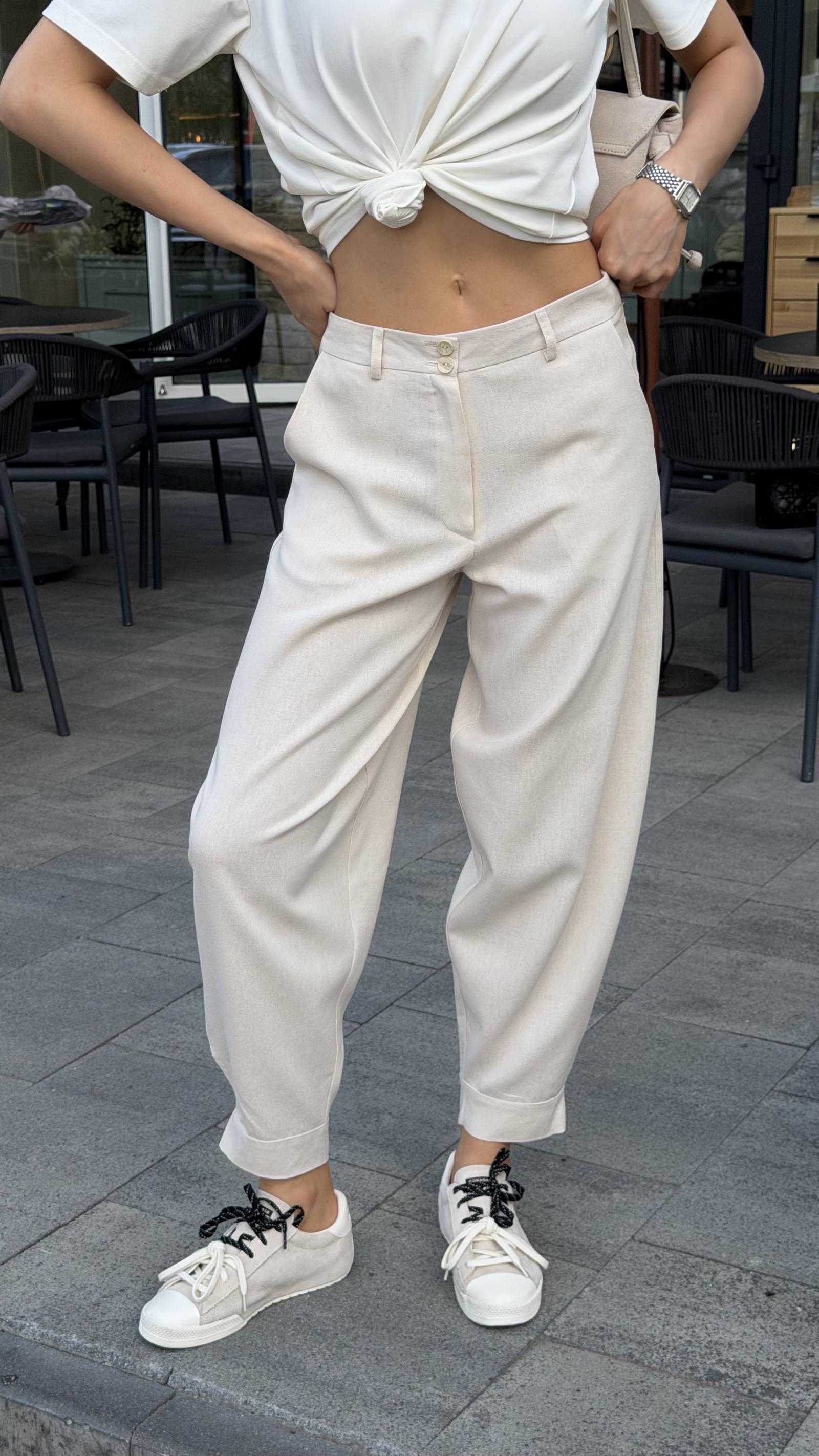 Бежеві лляні штани Аладдіни